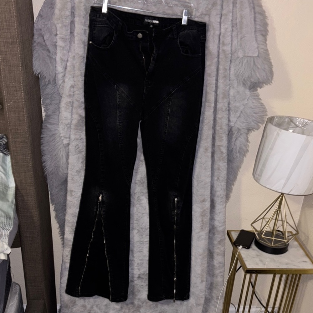 Fashion Nova Black Flare & Wide Leg Jeans